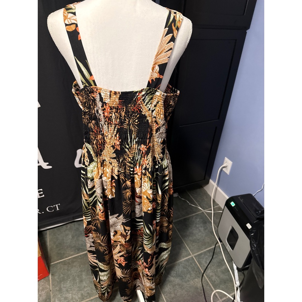 Tropical Smock Top Wide Leg Jumpsuit Floral Black Orange XXL 840092 - Picture 4 of 7